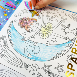 Stickerboek en Kleurboek in 1 met Goudfolie Stickers - Stickerboek 'Moondance & Unicorns'