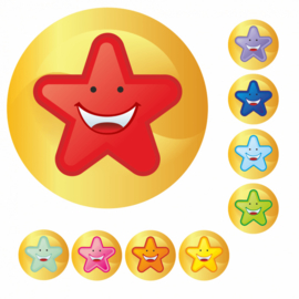 Belohnungssticker Multi Star Smiley Groß 19mm - 54 Sticker