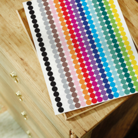 Stippen Stickers 16 Kleuren! 1104 Stickers -3 Vellen