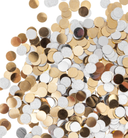 Confettis métalliques feuille d'or, feuille d'argent et argent avec paillettes - 20 grammes