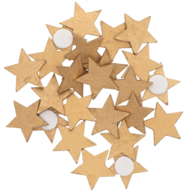 Autocollants 3D étoiles en bois doré - 24 autocollants