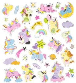Unicorn Stickers met Metallic Zilveraccenten