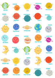 Stickervel Planetenvriendjes - 35 stickers