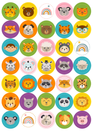 Stickervel Dierenhoofdjes - 35 stickers