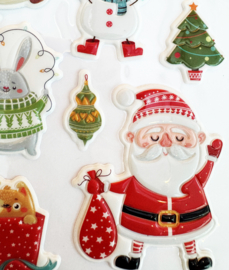 Autocollants bouffants Noël et hiver - 1 feuille d'autocollants