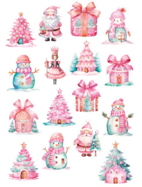 Pink Christmas - 16 Stickers