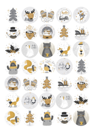2 Grote Stickervellen Winter en Kerst