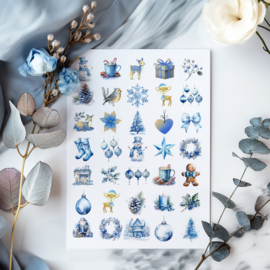 Stickervel Blue Christmas - 35 stickers