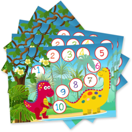 Beloningssysteem Dino's - 5 Dubbelzijdige Beloningskaarten - 105 Grote Stickers