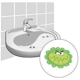 "Handen Wassen Bacterie" - Set van 4 Stickers