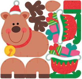 Weihnachts-Bastelset - Rentier und Schlitten aus Karton mit Glitzer