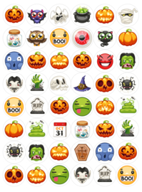 Halloween Emoji Stickers - 48 Stickers