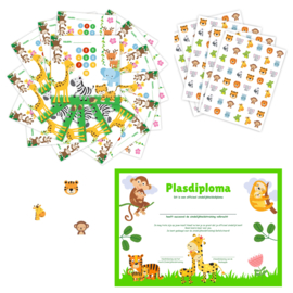 Beloningssysteem + Stickers + Plasdiploma - 16 Beloningskaarten met 240 Beloningsstickers Jungle