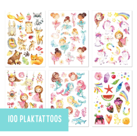 100 Tatouages adhésifs pour filles - Licornes, sirènes, arcs-en-ciel, papillons et autres