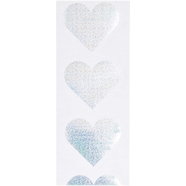 Glitterhart Zilver - 5 Stickers