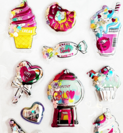 3D Shaker Sticker mit Glitzerkonfetti - 15 Sticker