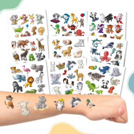 150 Fake Tattoos Animals - Stick-on Tattoos for Kids