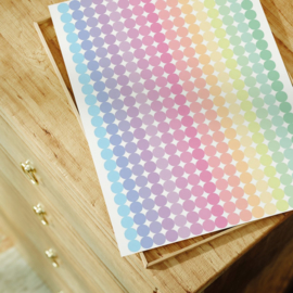 Stippen Stickers Pastel - 1104 Stickers - 3 Grote Stickervellen