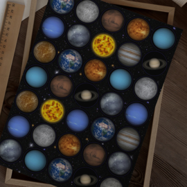 Feuille d'autocollants Planètes - 35 autocollants