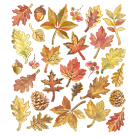 Autocollants feuilles d'automne avec feuille d'or - 28 autocollants