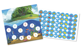 2 Belohnungskarten mit 54 großen Aufklebern - Meerestiere