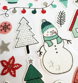 Textiel Kerststickers met Vilt Finish - 35 stickers