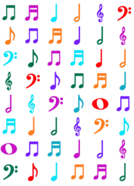Gekleurde Muzieknoten Stickers - Muziek Stickers