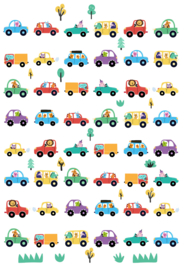 6 Beloningskaarten Autorace + 96 stickers + Verkleurende Plassticker