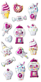 Autocollants Shaker 3D avec confettis pailletés - 15 autocollants