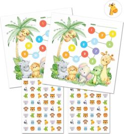 Reward Chart with Stickers - Reward Cards Jungle Friends + Reward Stickers