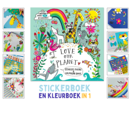 Stickerboek en Kleurboek in 1 met Goudfolie Stickers - Stickerboek 'Love Our Planet'
