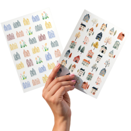 2 Grote Stickervellen Nederland en Huisjes