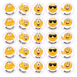 Autocollants de récompense en français Emoji I - 25 autocollants