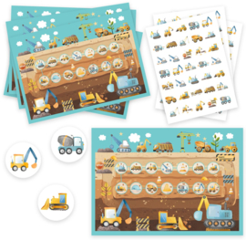 Beloningssysteem Bouwvoertuigen - 4 Grote Beloningskaarten & 105 Stickers