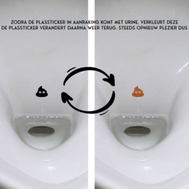 Verkleurende Plasstickers Drol Emoji - 3 Stickers