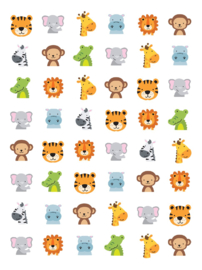 Vrolijke Jungle Dieren - 48 Stickers