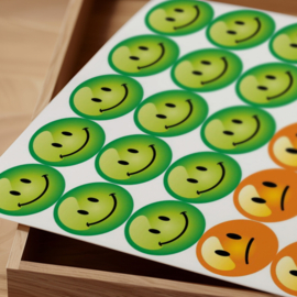 Stickervel Groen, Oranje, Rood Smileys - 35 stickers