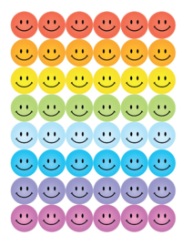 Pastellfarbene Smiley-Aufkleber 14mm - 48 Aufkleber