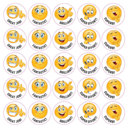 Autocollants de récompense en anglais Emoji II - 25 autocollants