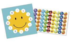 2 Belohnungskarten mit 54 großen Aufklebern - Smiley
