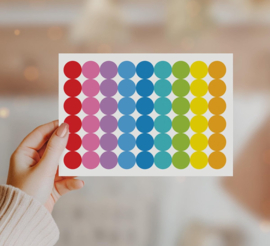 Stippen Stickers - 5 Stickervellen - 9 Frisse Kleuren - 270 Stippen Stickers Beschrijfbaar