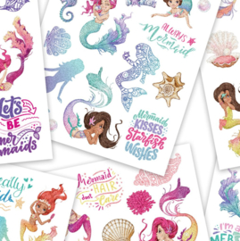 100 Tatouages pailletés sirènes - Tatouages Adhésifs pour enfants