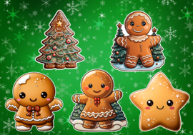 Gingerbread Mannetje Stickers - Grote Stickers