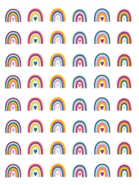 Aufkleberbogen Pastell-Regenbögen - 48 Aufkleber