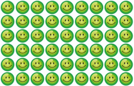 Autocollants de récompense Smileys verts 19mm - 54 autocollants