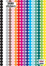 Stippen Stickers - 10 Vellen - 3680 Markeringspunten - 16 Kleuren