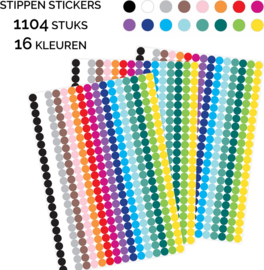 1104 Gekleurde Stippen Stickers - Label Stickers - 3 Grote Stickervellen
