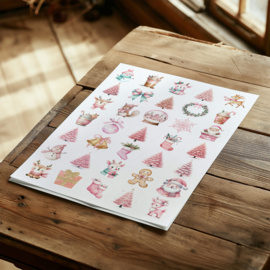 Kerst Stickers - Pink Christmas