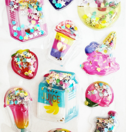 3D Shaker Stickers with Glitter Confetti - 15 Stickers