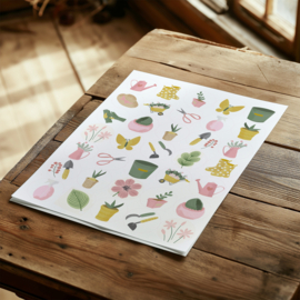 2 Grote Stickervellen Bijtjes en Tuinieren